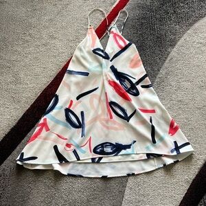 Stylestalker Artsy Print White Slip Shift Mini Dress